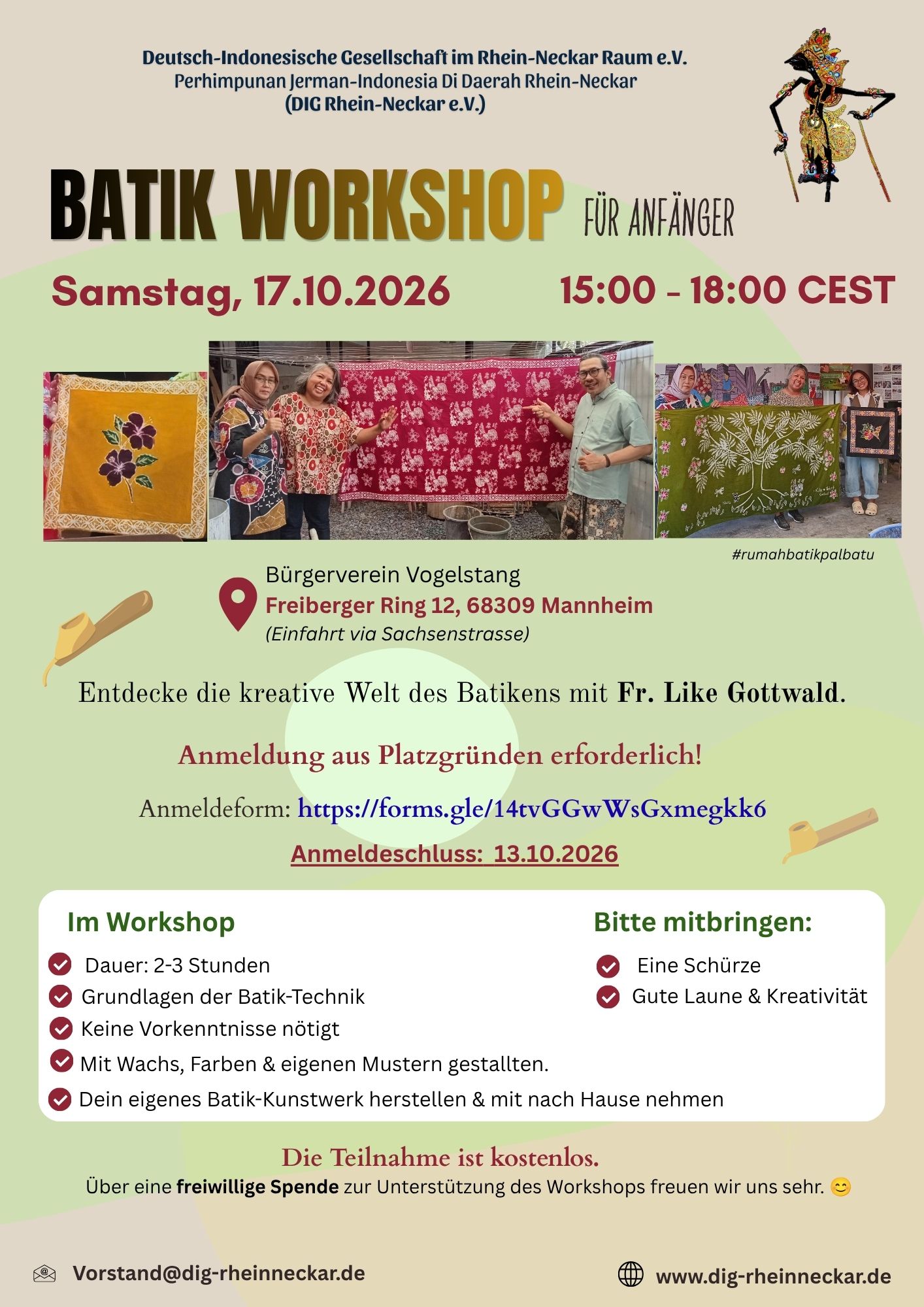 Batik Workshop DIG Rhein-Neckar Flyer
